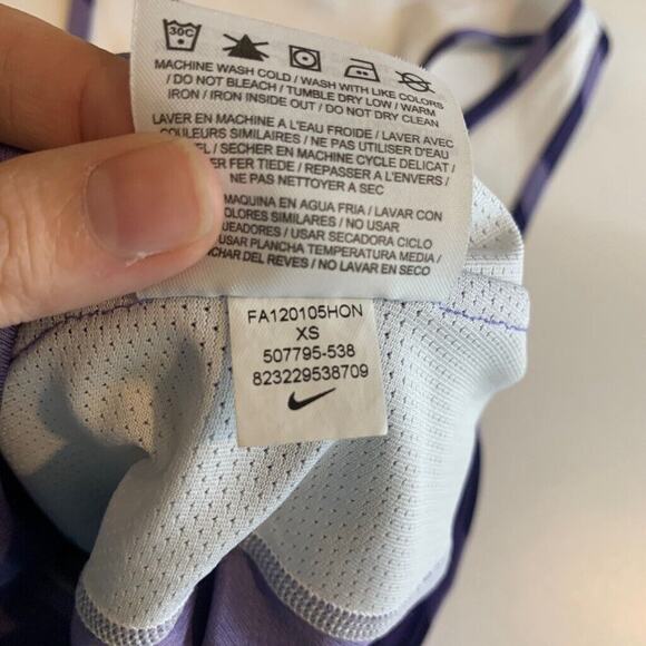 Nike Tank Top Womens XS Extra Small Purple Striped Dri Fit Mesh Panels Running - Picture 11 of 13